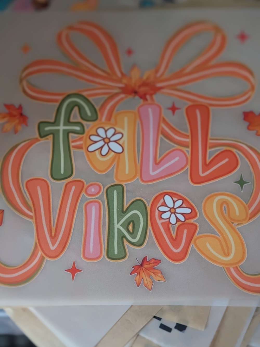 Gildan Multicolor 'Fall Vibes' Short Sleeve Tee - Orange, Green, Pink, Yellow